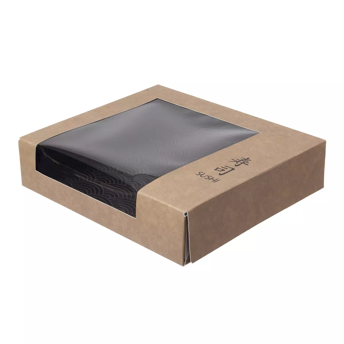 Sushibox 225x187x50mm Pappe + Seitenfenst. | Braun