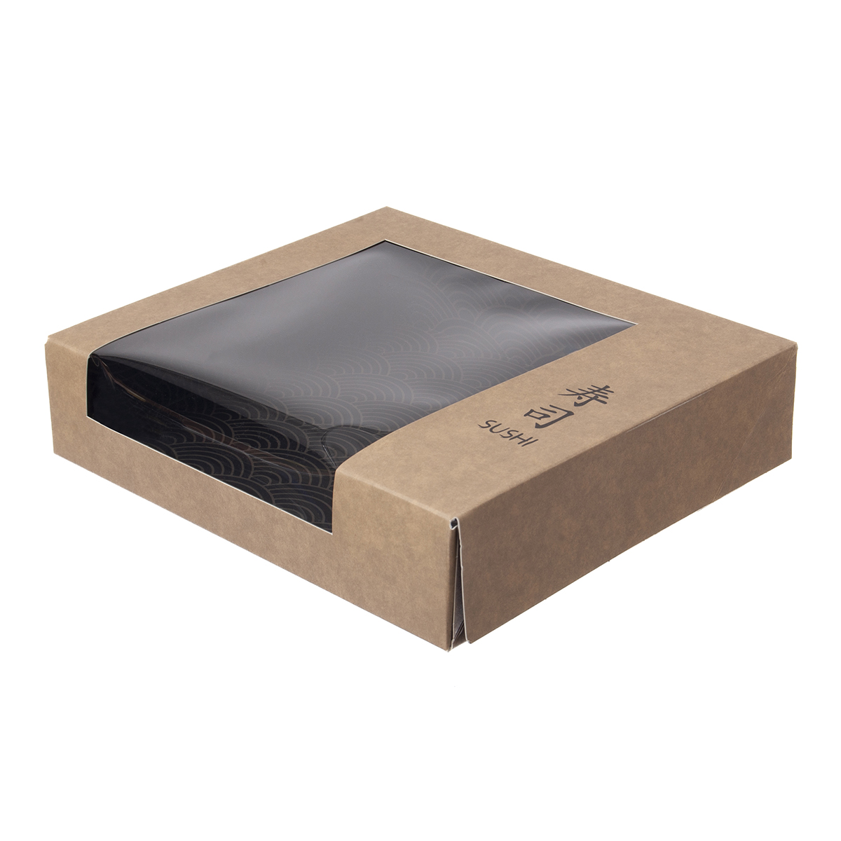 Sushibox 225x187x50mm Pappe + Seitenfenst. | Braun