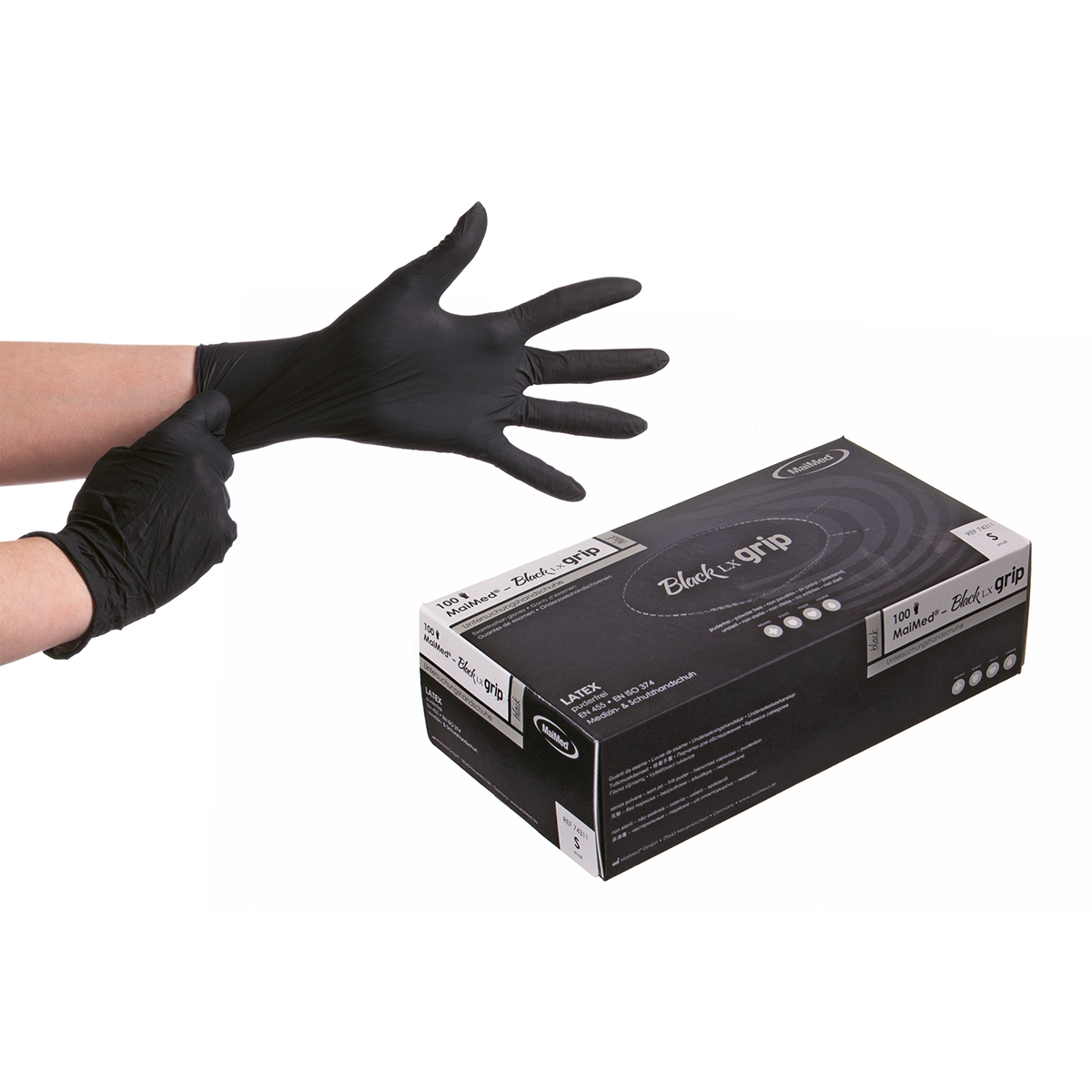 Latex Handschuhe "S" Ungepudert Schwarz