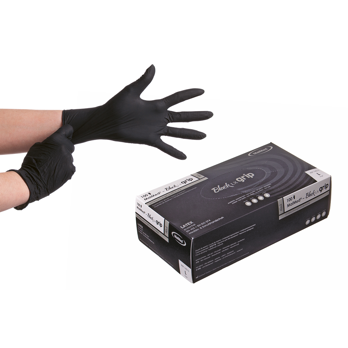 Latex Handschuhe "L" Ungepudert Schwarz