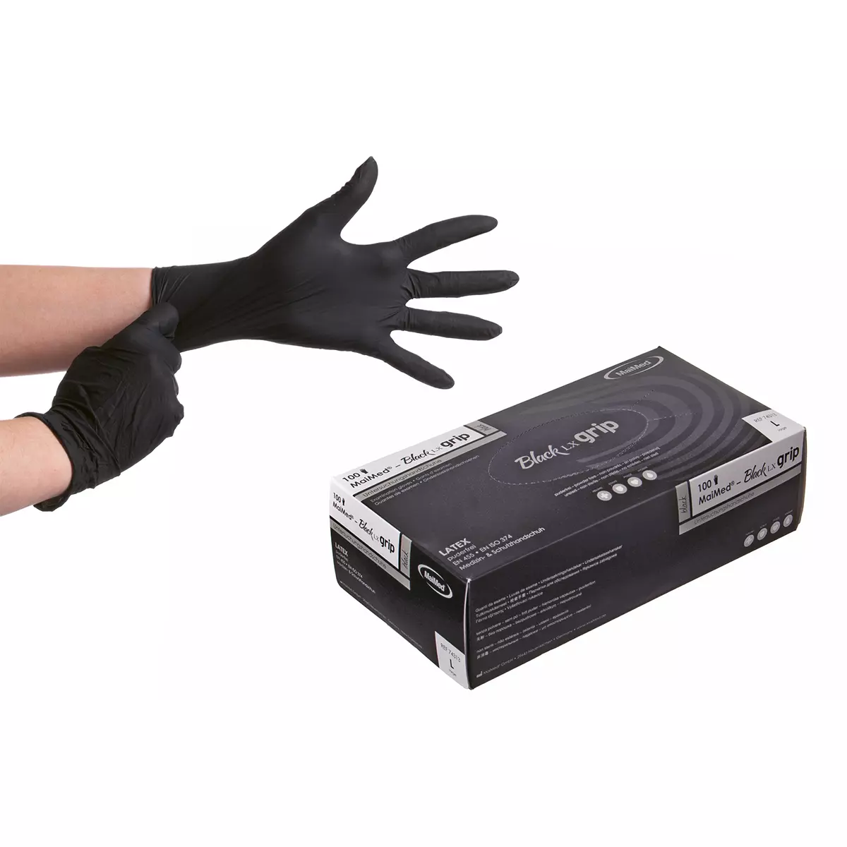 Latex Handschuhe "L" Ungepudert Schwarz