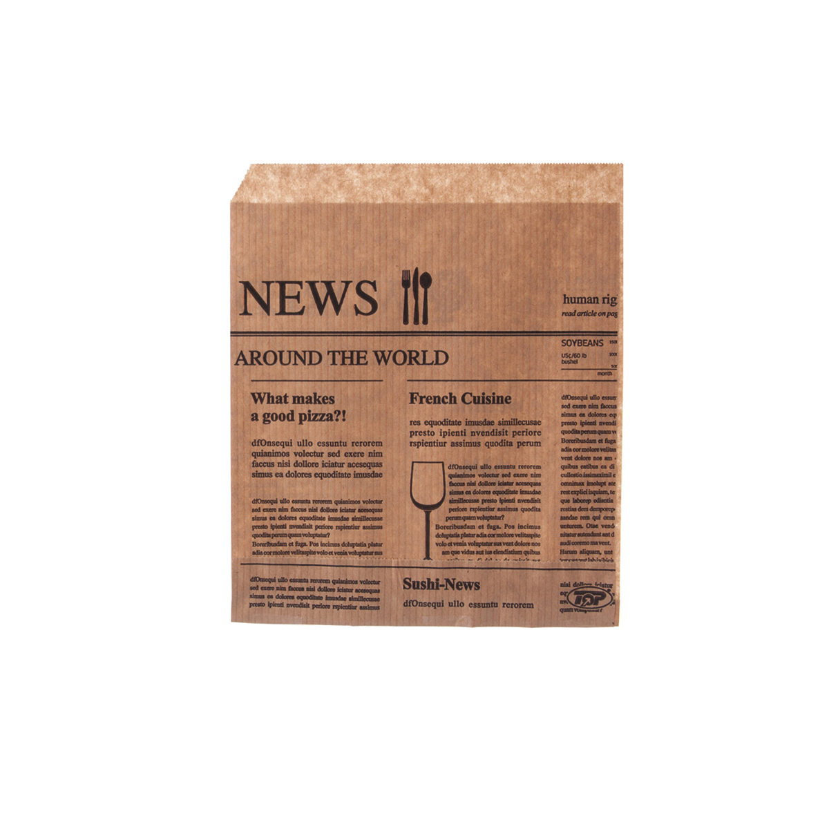 Snackbeutel 16x15cm Braun Newspaper | Dönertüten