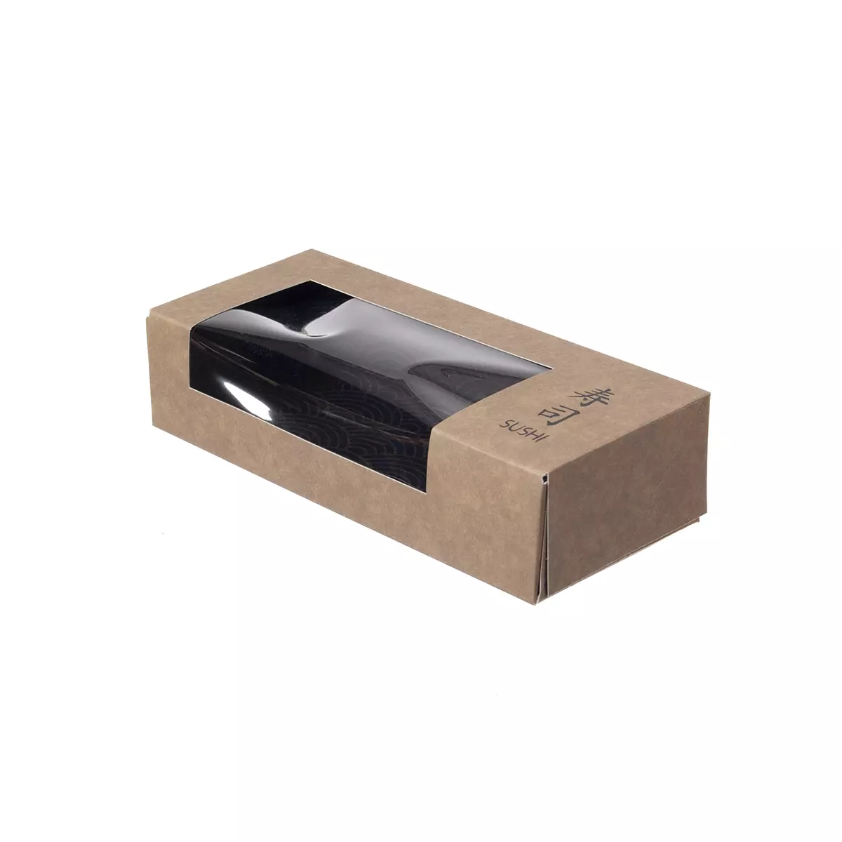 Sushibox 220x90x50mm Pappe + Seitenfenster | Braun