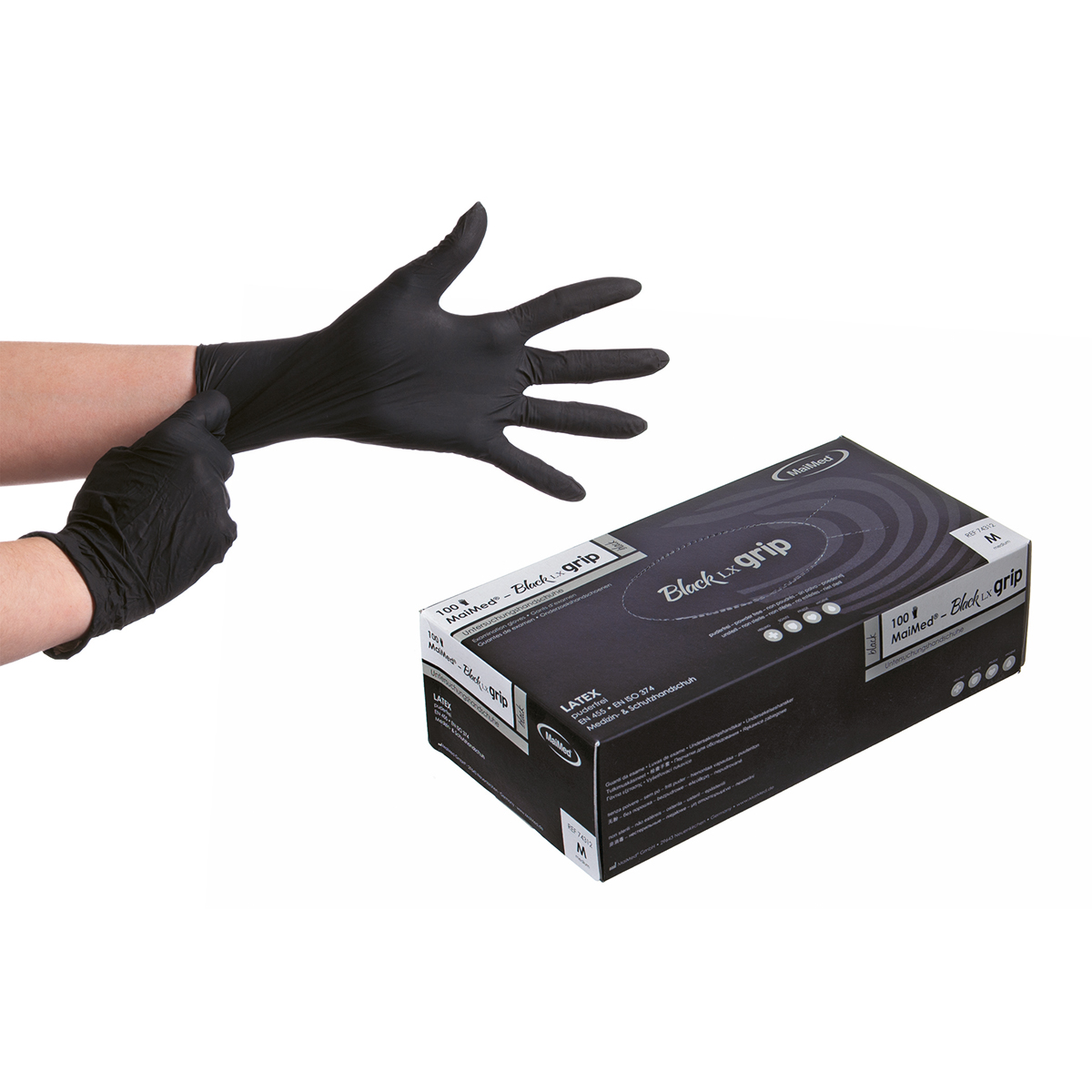 Latex Handschuhe "M" Ungepudert Schwarz