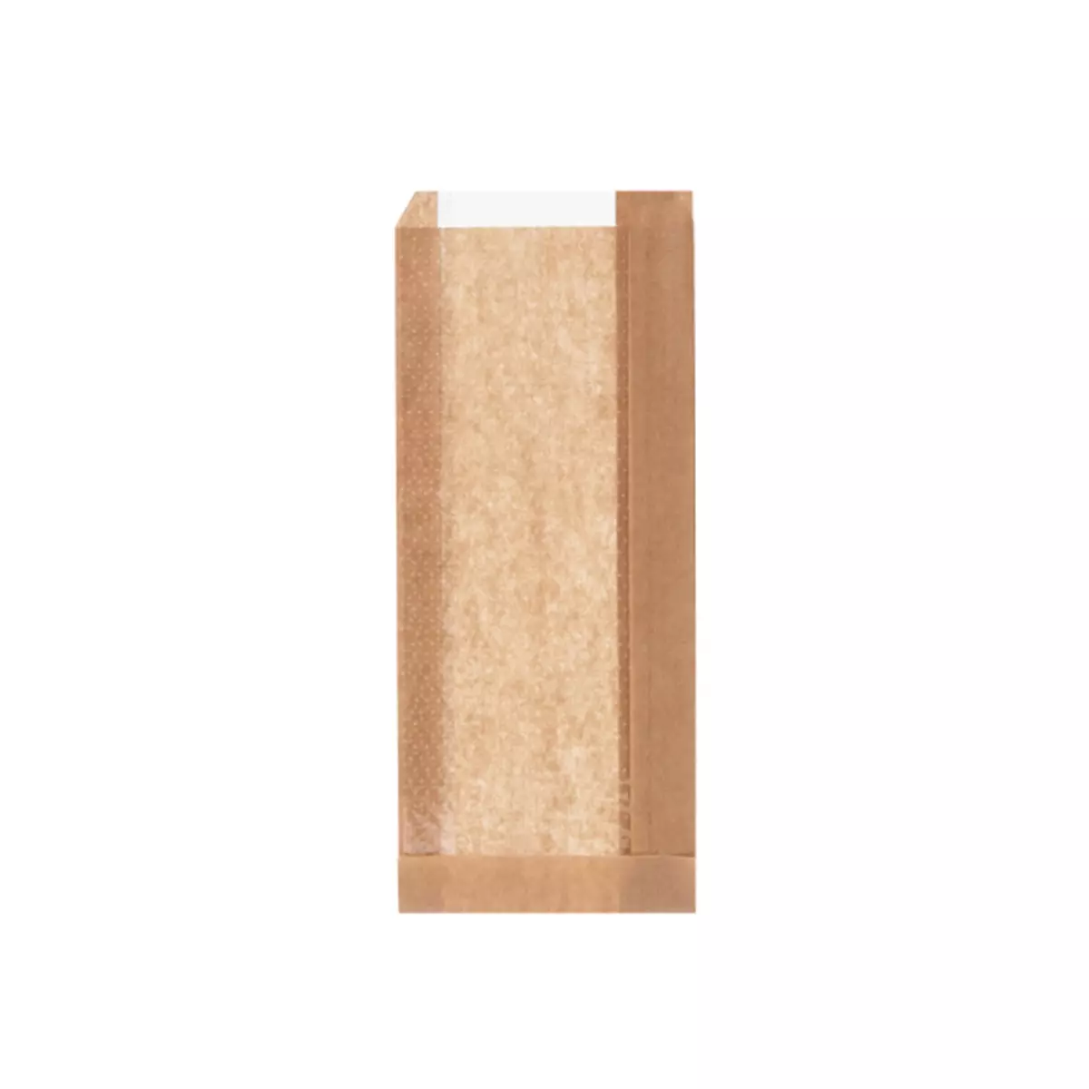Faltenbeutel 12+5x28cm Braun mit Sichtfenster
