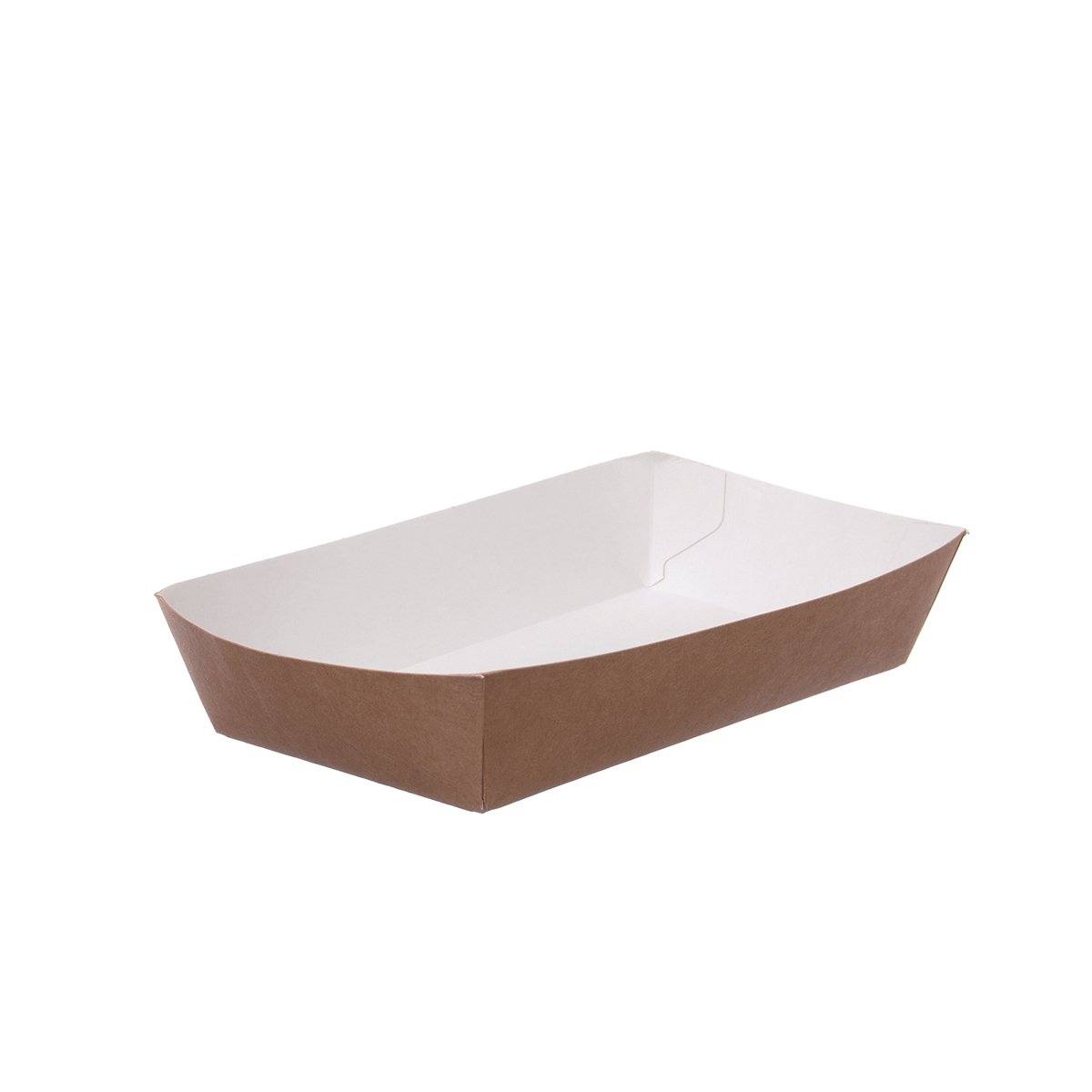 Snackschale Pappe A14 | 185x110x35mm | Braun/Weiß