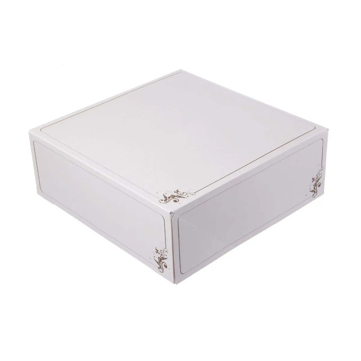 Tortenkarton 32x32x11,5 cm | Weiß Gold