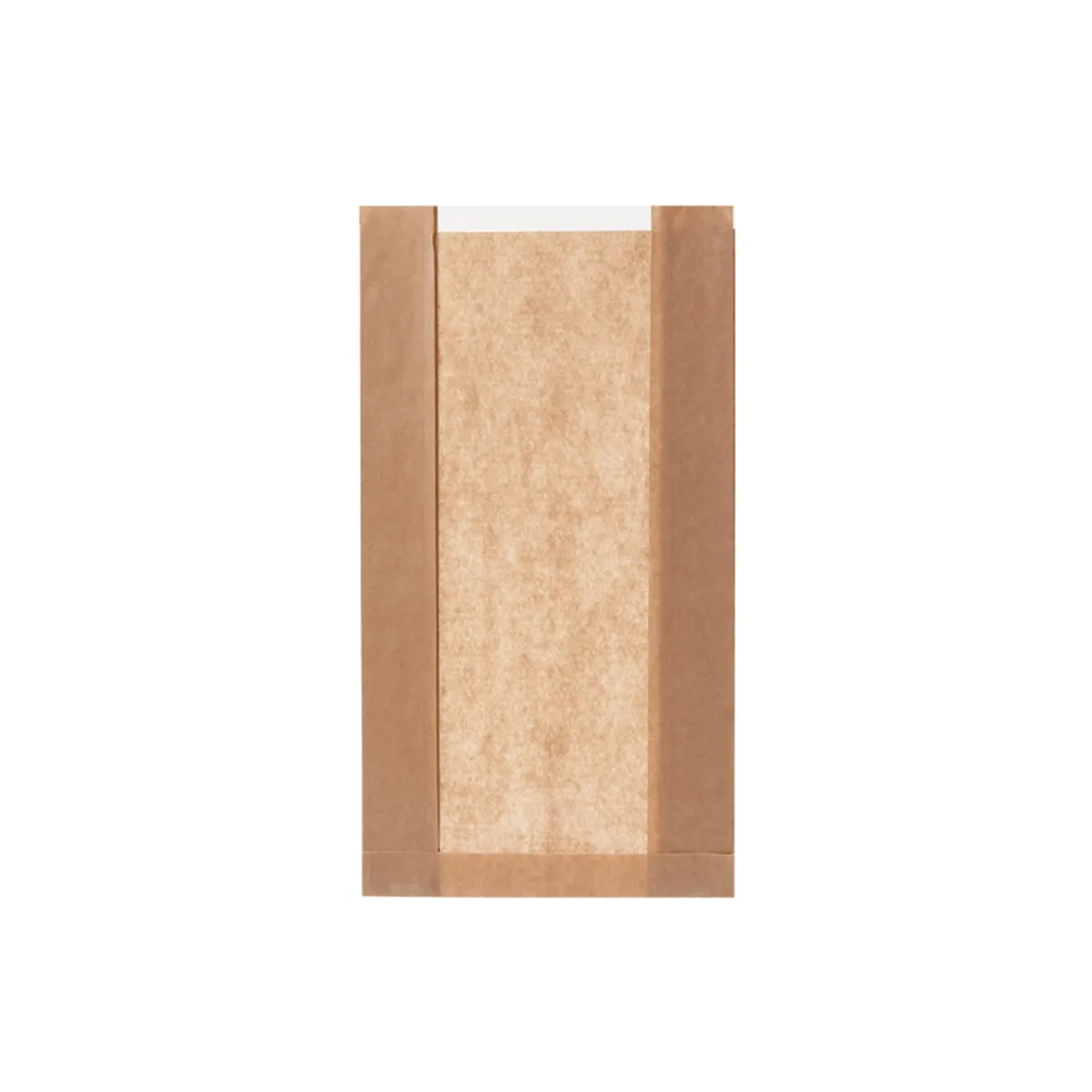 Faltenbeutel 20+9x36cm Braun mit Sichtfenster