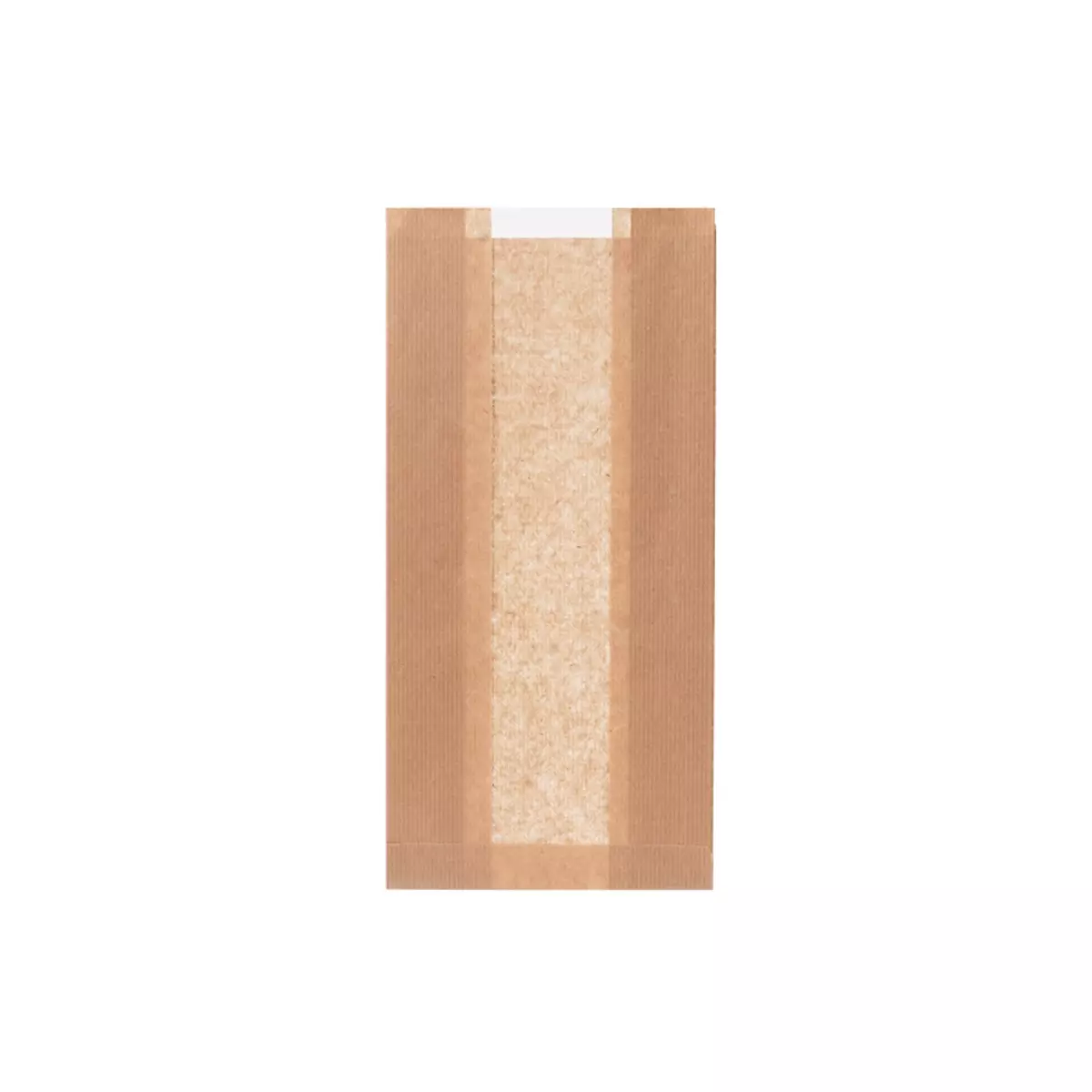 Faltenbeutel 16+8x32cm Braun mit Sichtfenster