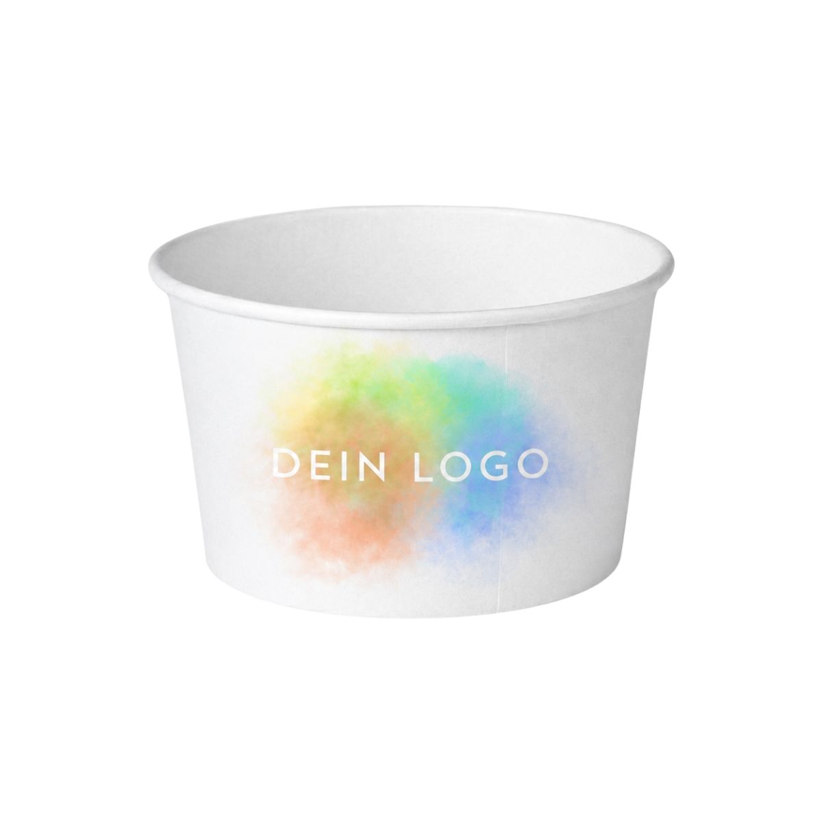 Logo-Eisbecher 350 ml weiß PE-beschichtet
