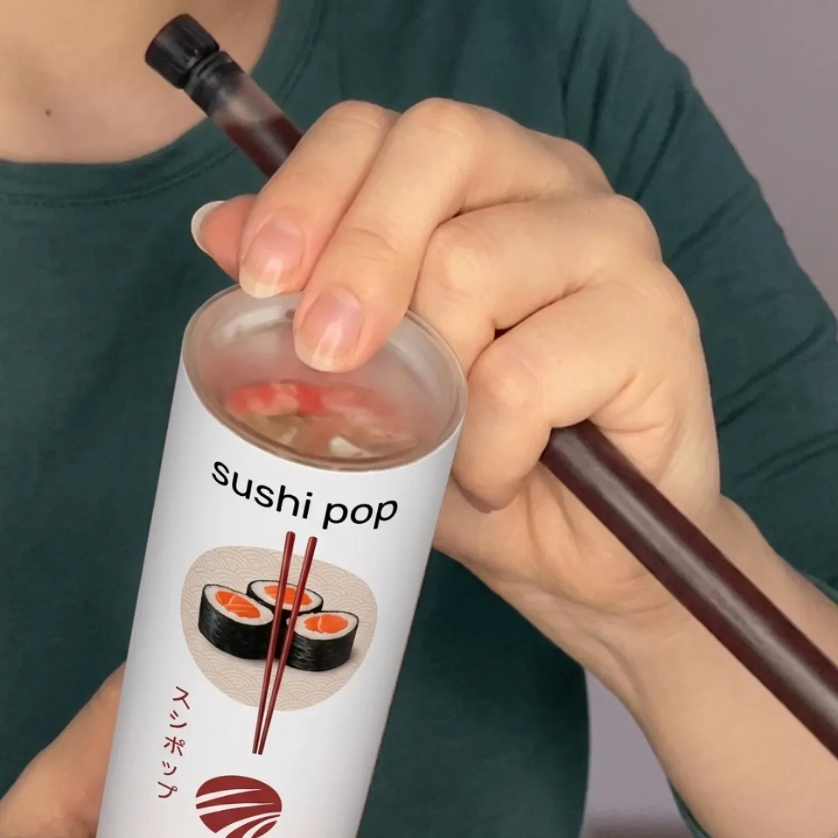 Sushi Push-Up Pappdose Sushi-Motiv Weiß | 220x48mm