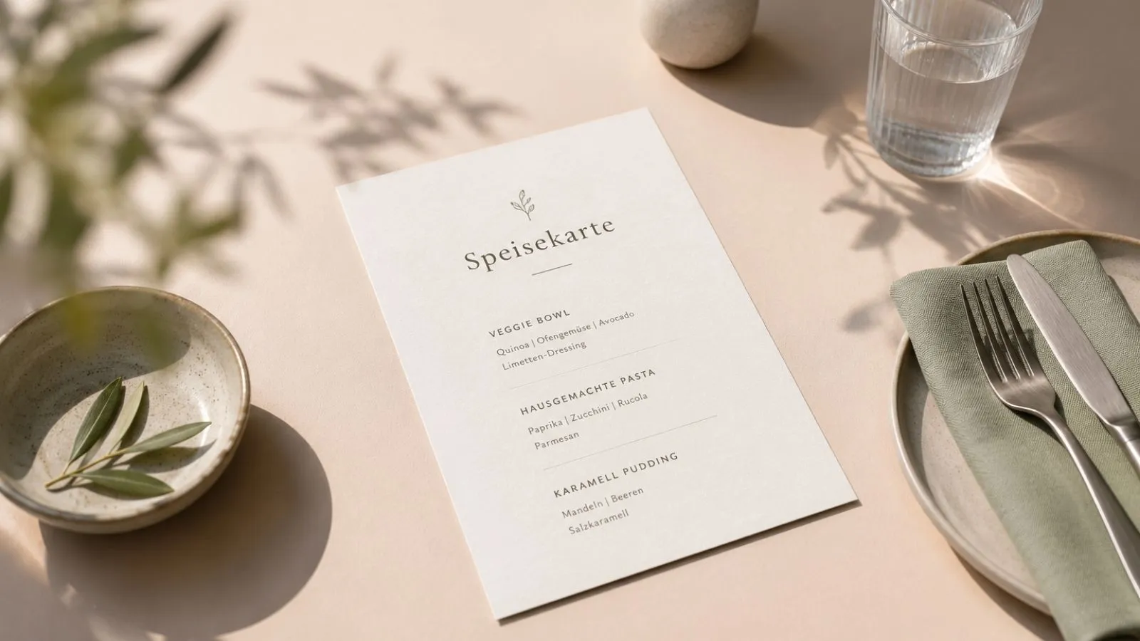 Kleine Speisekarte auf einem Restauranttisch – weniger Auswahl für bessere Margen in der Gastronomie
