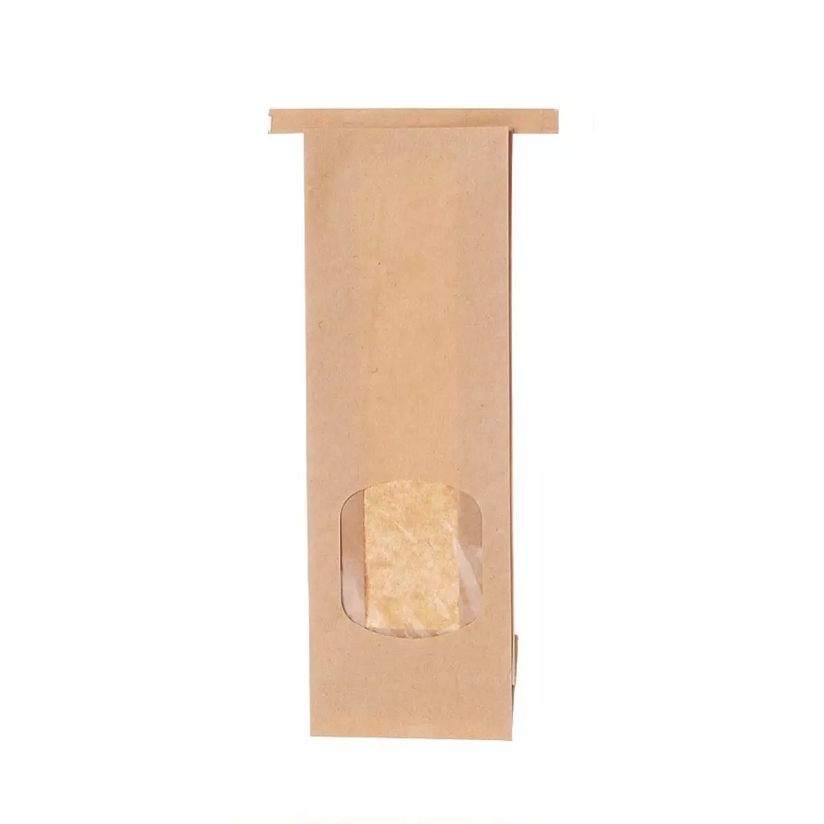 Blockbodenbeutel 88+47x260mm | Sichtfenst. + Clip