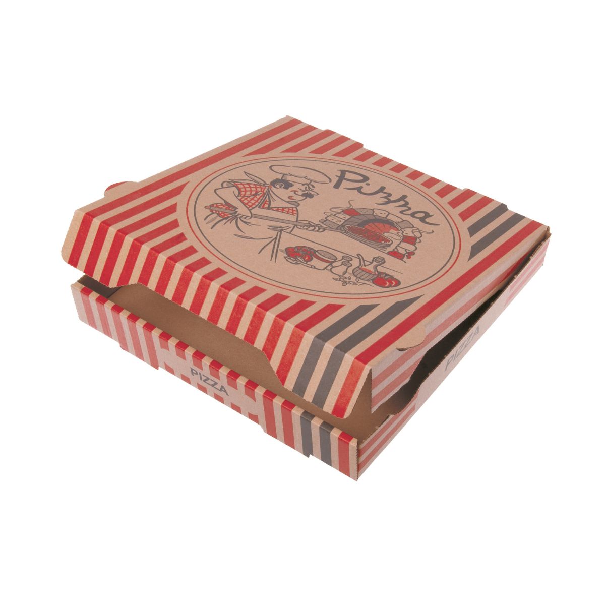 Pizzabox 22x22x4cm | Kraft rot-braun