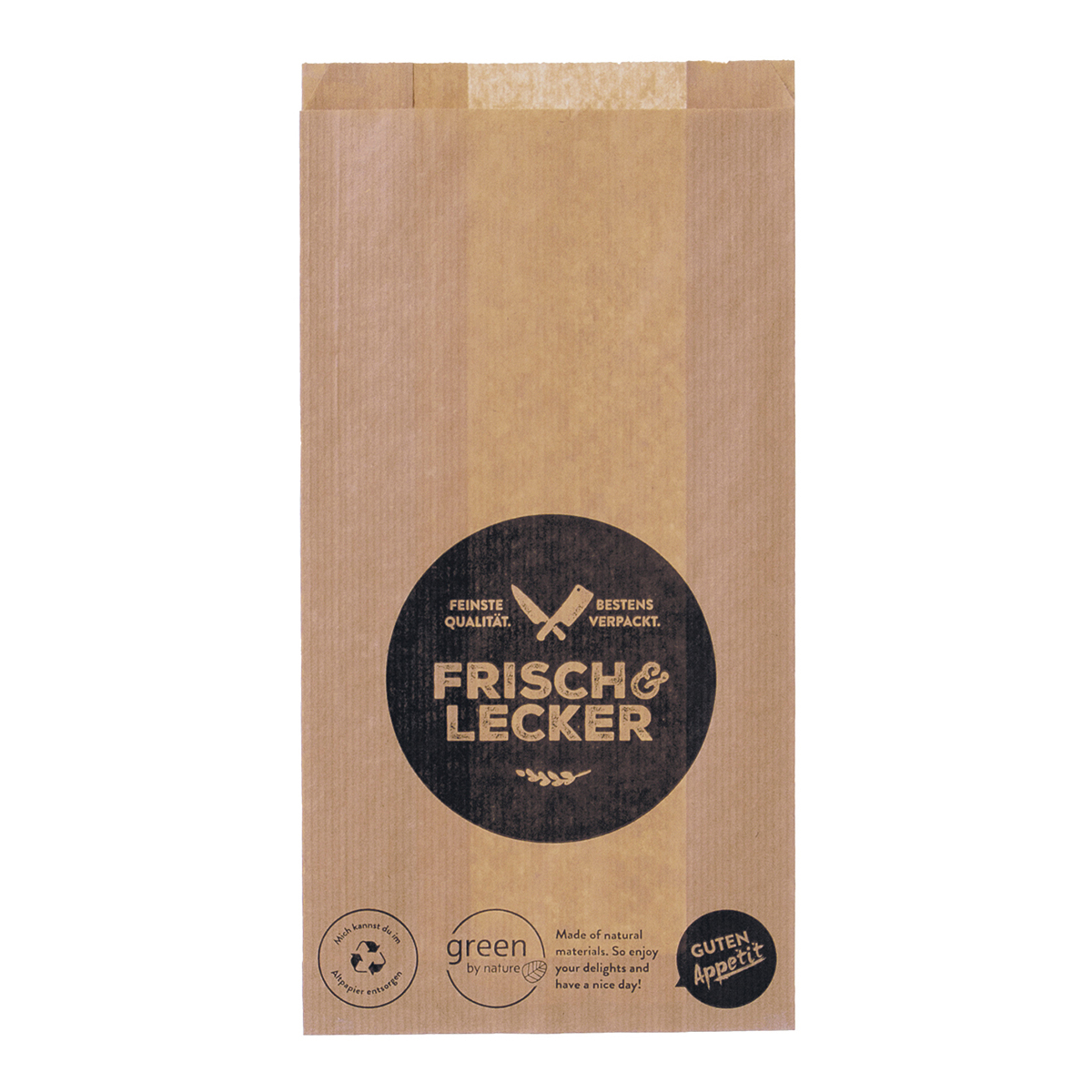 Fleischerbeutel 16+6x28cm Braun "Frisch & Lecker"