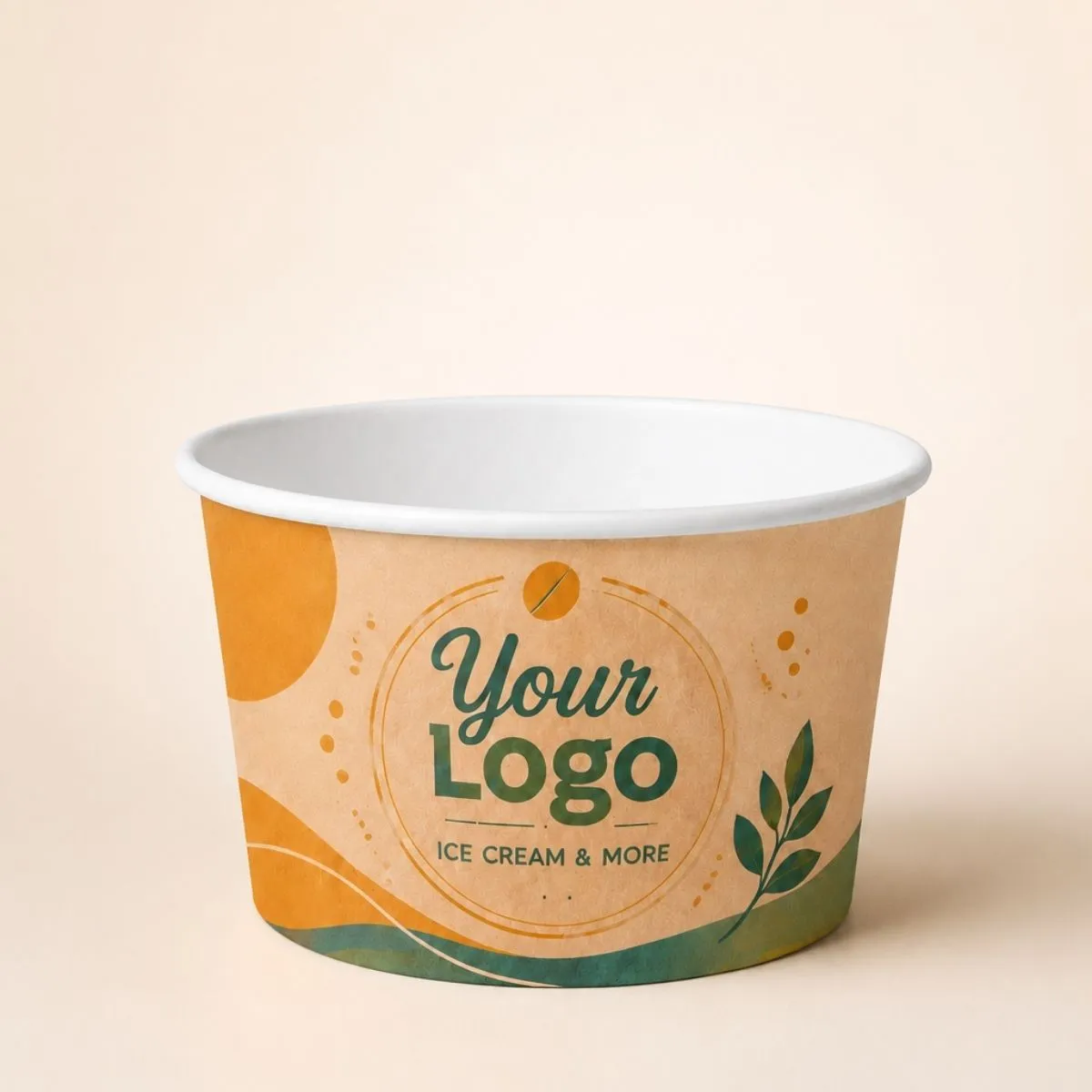 Logo-Eisbecher 230 ml weiß PE-beschichtet