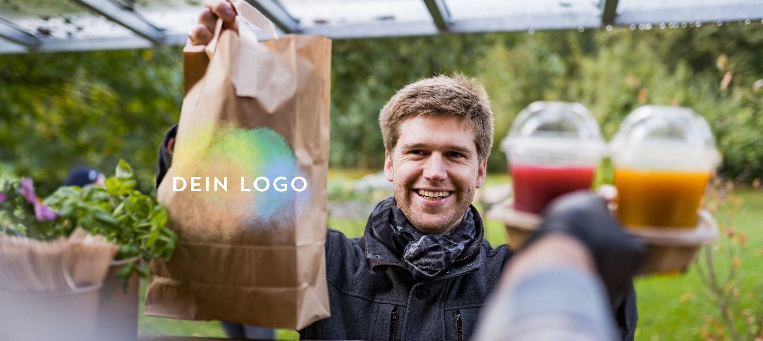 Papiertragetasche für Lebensmittel mit Logodruck Papiertragetaschen bedrucken